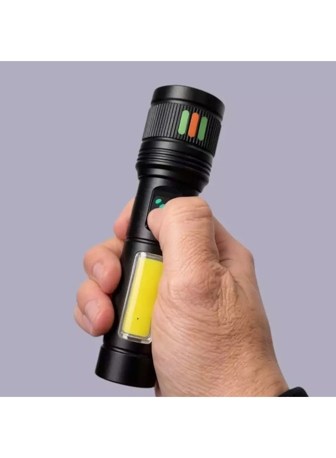 لوكاداه مصباح يدوي LED قابل لإعادة الشحن عبر منفذ USB مزود بإضاءة COB للعمل، مصباح يدوي محمول عالي السطوع، مقاوم للماء، مناسب للطوارئ والتخييم والمشي لمسافات طويلة وانقطاع التيار الكهربائي وأعمال الصيانة. - Image 5